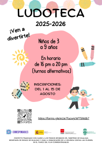 SIGUE ABIERTO EL PLAZO DE INSCRIPCIÓN PARA LA LUDOTECA 2025-2026