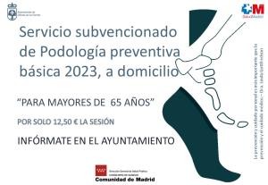 Servicio subvencionado de Podología preventiva básica 2023.