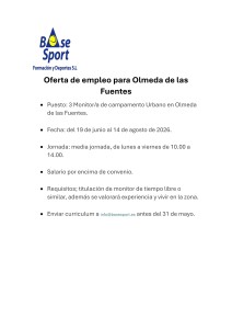 OFERTA DE EMPLEO - Monitor/a para Ludoteca de Verano de Olmeda de las Fuentes 2026