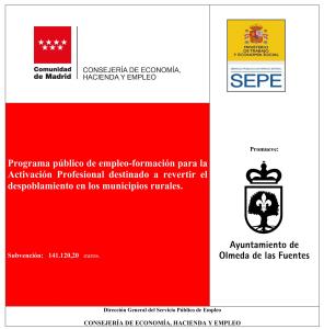 Subvención de empleo-formación para la Activación Profesional destinada a revertir el despoblamiento en los municipios rurales.