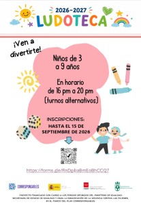 ABIERTO PLAZO DE INSCRIPCIÓN EN LUDOTECA  ANUAL 2026/2027