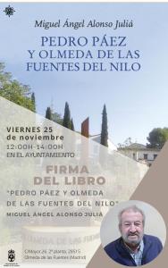 Firma del libro "Pedro Páez y Olmeda de las fuentes del Nilo"