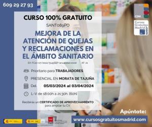 CURSO GRATUITO DE QUEJAS Y RECLAMACIONES EN EL ÁMBITO SANITARIO